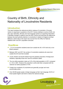 Country of Birth, Ethnicity and Nationality of Lincolnshire Residents