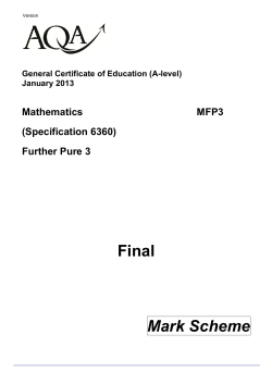 A-level Mathematics Mark scheme Further Pure 3 January 2013