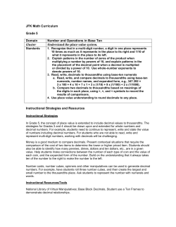JFK Math Curriculum Grade 5 Domain Number and Operations in