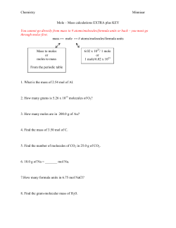 Mole &ndash; Mass calculations EXTRA plus KEY