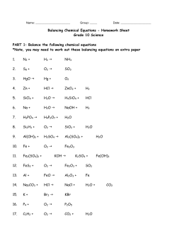 Balancing Chemical Equations Worksheet EST