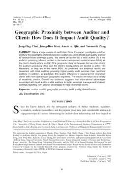 Geographic Proximity between Auditor and Client: How Does It