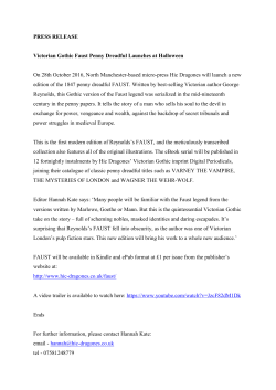 PRESS RELEASE Victorian Gothic Faust Penny Dreadful Launches