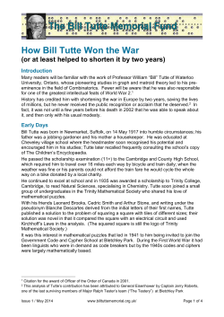 How Bill Tutte Won the War - The Bill Tutte Memorial Fund