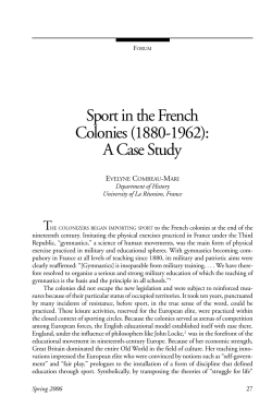 Sport in the French Colonies (1880-1962): A Case Study