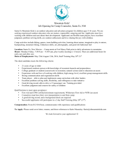 Job Opening for Camp Counselor, Santa Fe, NM