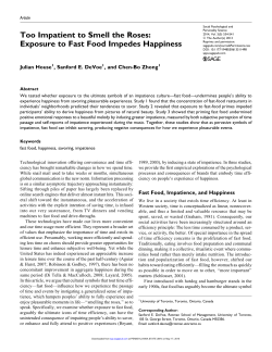 Exposure to Fast Food Impedes Happiness