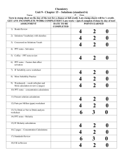 Chemistry Unit 9&ndash; Chapter 15 &ndash; Solutions (standard 6)