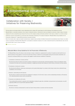 Mitsubishi Motors Group Guidelines for the Preservation of Biodiversity