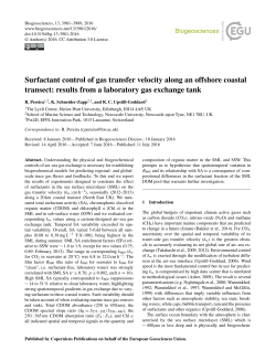 Surfactant control of gas transfer velocity along an