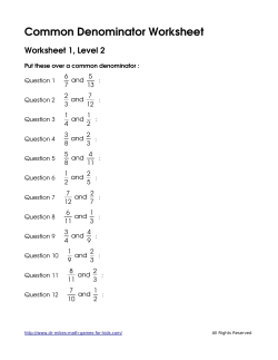Common Denominator Worksheet - Dr Mike`s Math Games for Kids