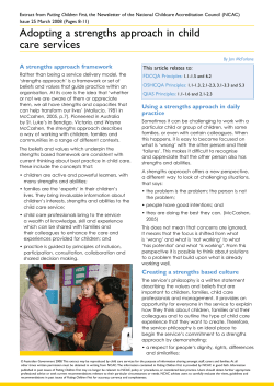 Adopting a Strengths Approach in Child Care Services