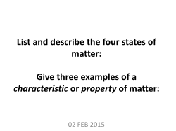 List and describe the four states of matter: Give three examples of a