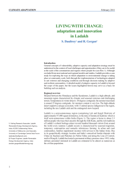 LIVING WITH CHANGE: adaptation and innovation in