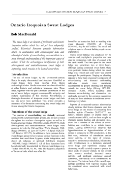Ontario Iroquoian Sweat Lodges - Ontario Archaeological Society