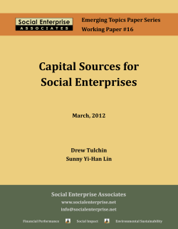 Capital Sources for Social Enterprises