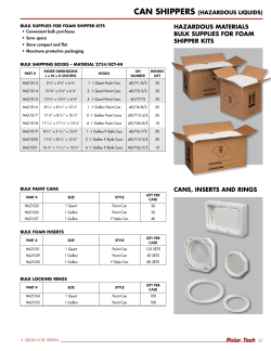 hazardous materials bulk supplies for foam shipper kits cans, inserts