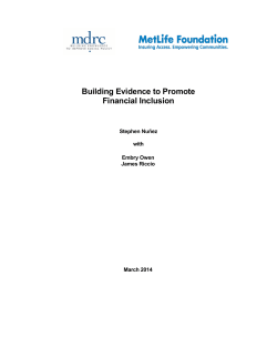 Building Evidence to Promote Financial Inclusion