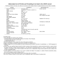 Abbreviated List of SI Units and Formatting to be Used in the AIChE