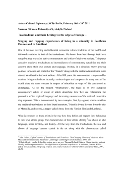 Troubadours and their heritage in the edges of Europe