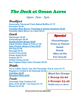 The Deck Menu - Ocean Acres Cottages