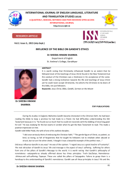 INFLUENCE OF THE BIBLE ON GANDHI`S ETHICS