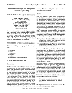 Design and analysis of experiments in SE - Part 2