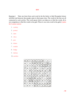 KEY Exercise 1 Take one letter from each word in the list below to