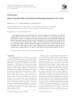 Original paper Effect of Vegetable Milks on the Physical and