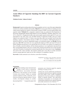Acute Effect of Cigarette Smoking On HRV in Current Cigarette