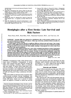 Hemiplegics after a First Stroke: Late Survival and Risk Factors