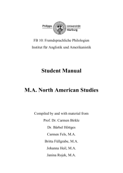 Student Manual MA North American Studies - Philipps