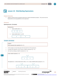 Lesson 12: Distributing Expressions