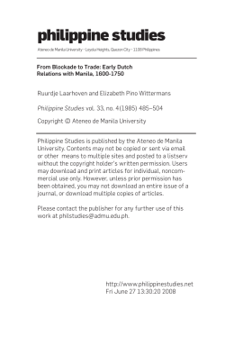 Early Dutch Relations With Manila