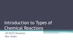 Synthesis, Decomposition, Combustion Reactions