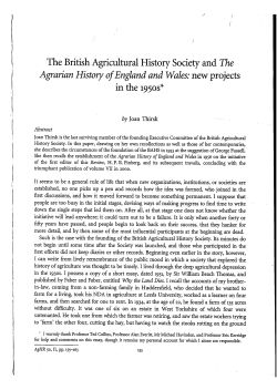 Agrarian History of England and Wales: new projects