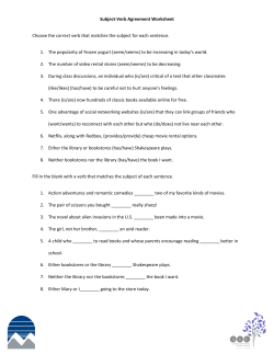 Subject-Verb Agreement Worksheet Choose the correct verb that