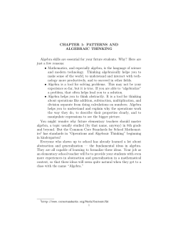 CHAPTER 1: PATTERNS AND ALGEBRAIC THINKING Algebra