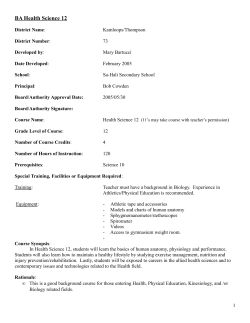 BAA: Health Science 12 Framework