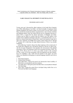 Early dialectal diversity in South Slavic II