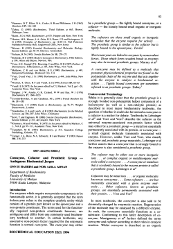 Coenzyme, cofactor and prosthetic group Ambiguous