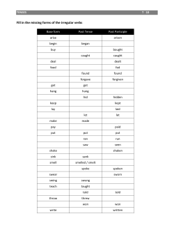 Fill in the missing forms of the irregular verbs