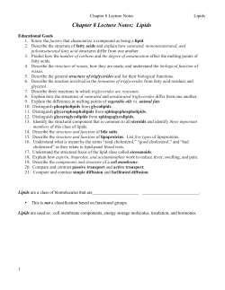 Chapter 8 Lecture Notes: Lipids