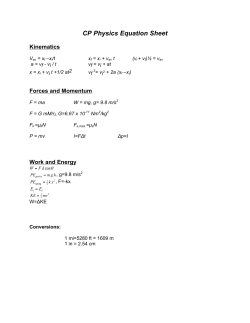 CP Physics Equation Sheet - Southington Public Schools