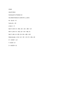CS242 Jonah Cohen Homework 4, Problem 13 Use determinates to