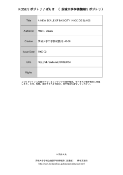 Page 1 Page 2 A NEW SCALE OF BASICITY IN OXIDE SLAGS* by