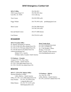 SIFAT Emergency Contact List ECUADOR BOLIVIA