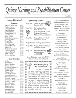 May 2016 - Quince Nursing and Rehabilitation Center, LLC