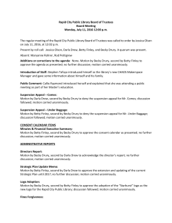 Rapid City Public Library Board of Trustees Board Meeting Monday