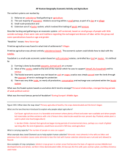 AP Human Geography Economic Activity and Agriculture The